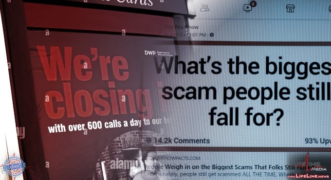 โปสเตอร์ Benefit Fraud ทางโทรศัพท์ คนหลอกลวงที่ใหญ่ที่สุดคืออะไร